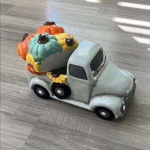 Ceramic Cookie Truck with Colorful Pumpkins